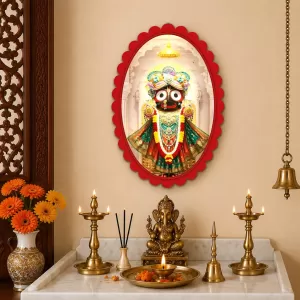 Jagannatha Wall Decorative Showpiece 6 X 8 Inch | 4 MM MDF Wooden Glossy Sublimation Print | Back Hook Wall Hanging | Home Temple & Living Room Decor (F58144)