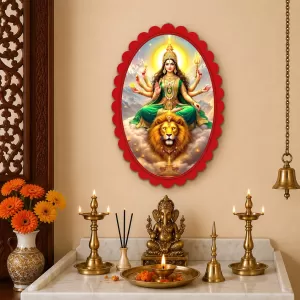 Durga Wall Decorative Showpiece 6 X 8 Inch | 4 MM MDF Wooden Glossy Sublimation Print | Back Hook Wall Hanging | Home Temple & Living Room Decor (F58147) Durga Wall Decorative Showpiece 6 X 8 Inch | 4 MM MDF Wooden Glossy Sublimation Print | Back Hook Wall Hanging | Home Temple & Living Room Decor (F58147)