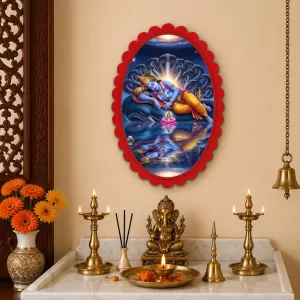 Lord Shiva Wall Decorative Showpiece 6 X 8 Inch | 4 MM MDF Wooden Glossy Sublimation Print | Back Hook Wall Hanging | Home Temple & Living Room Decor (F58156)