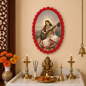 Saraswati Wall Decorative Showpiece 6 X 8 Inch | 4 MM MDF Wooden Glossy Sublimation Print | Back Hook Wall Hanging | Home Temple & Living Room Decor (F58157) Saraswati Wall Decorative Showpiece 6 X 8 Inch | 4 MM MDF Wooden Glossy Sublimation Print | Back Hook Wall Hanging | Home Temple & Living Room Decor (F58157)