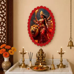 Durga Wall Decorative Showpiece 6 X 8 Inch | 4 MM MDF Wooden Glossy Sublimation Print | Back Hook Wall Hanging | Home Temple & Living Room Decor (F58174) Durga Wall Decorative Showpiece 6 X 8 Inch | 4 MM MDF Wooden Glossy Sublimation Print | Back Hook Wall Hanging | Home Temple & Living Room Decor (F58174)
