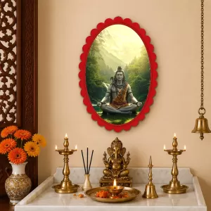 Shiva Wall Decorative Showpiece 6 X 8 Inch | 4 MM MDF Wooden Glossy Sublimation Print | Back Hook Wall Hanging | Home Temple & Living Room Decor (F58184)