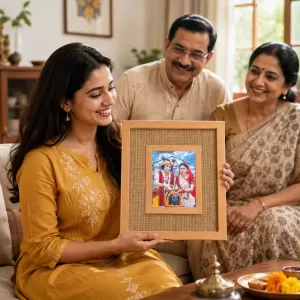 Shree Krishna And Shree Radha Laminated Jute Wall Photo Frame, 14 X 16 Inch (F173915) Shree Krishna And Shree Radha Laminated Jute Wall Photo Frame, 14 X 16 Inch (F173915)