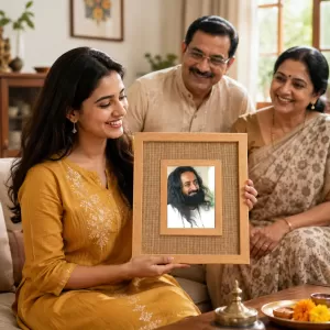 Sri Sri Ravi Shankar Laminated Jute Wall Photo Frame, 14 X 16 Inch (F173982)