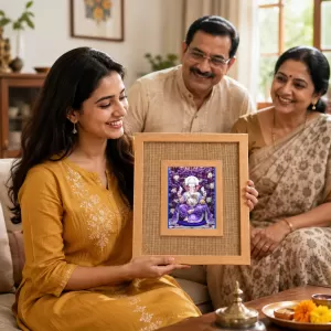Lord Ganesha Laminated Jute Wall Photo Frame, 14 X 16 Inch (F173986) Lord Ganesha Laminated Jute Wall Photo Frame, 14 X 16 Inch (F173986)