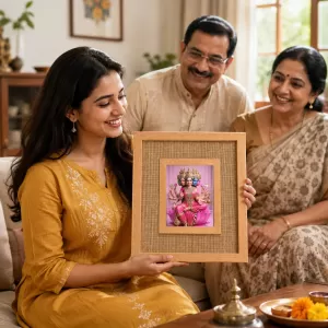 Gayatri Mata Laminated Jute Wall Photo Frame, 14 X 16 Inch (F174011) Gayatri Mata Laminated Jute Wall Photo Frame, 14 X 16 Inch (F174011)