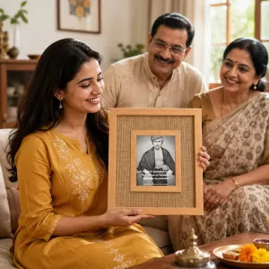 Swami Dayanand Saraswati Laminated Jute Wall Photo Frame, 14 X 16 Inch (F174029)