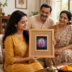 Lord Bramha Laminated Jute Wall Photo Frame, 14 X 16 Inch (F174030)