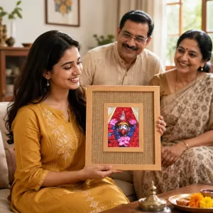 Kali Maa Laminated Jute Wall Photo Frame, 14 X 16 Inch (F174064) Kali Maa Laminated Jute Wall Photo Frame, 14 X 16 Inch (F174064)