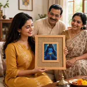Lord Shiva Laminated Jute Wall Photo Frame, 14 X 16 Inch (F174167)