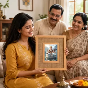 Goddess Saraswati Laminated Jute Wall Photo Frame, 14 X 16 Inch (F174173) Goddess Saraswati Laminated Jute Wall Photo Frame, 14 X 16 Inch (F174173)