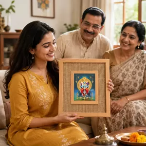 Lord Shani Laminated Jute Wall Photo Frame, 14 X 16 Inch (F174198)