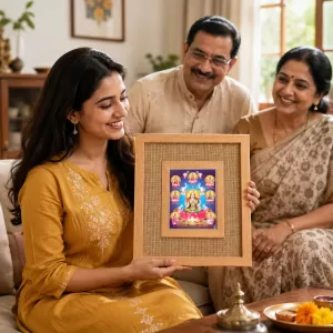 Goddess Astha Lakshmi Laminated Jute Wall Photo Frame, 14 X 16 Inch (F174237) Goddess Astha Lakshmi Laminated Jute Wall Photo Frame, 14 X 16 Inch (F174237)