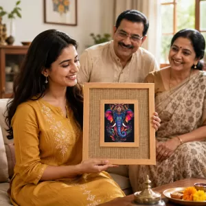 Lord Ganesha Laminated Jute Wall Photo Frame, 14 X 16 Inch (F174242) Lord Ganesha Laminated Jute Wall Photo Frame, 14 X 16 Inch (F174242)