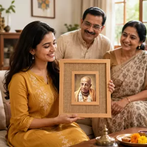 Srila Prabhupada Laminated Jute Wall Photo Frame, 14 X 16 Inch (F174289)