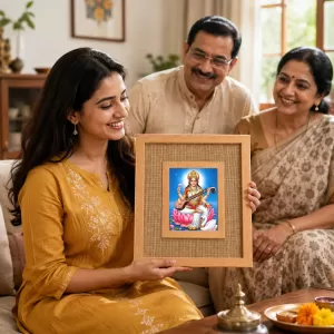 Goddess Saraswati Laminated Jute Wall Photo Frame, 14 X 16 Inch (F174353) Goddess Saraswati Laminated Jute Wall Photo Frame, 14 X 16 Inch (F174353)