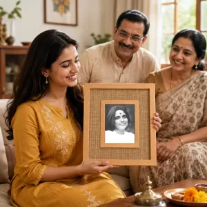 Anandamayi Ma Laminated Jute Wall Photo Frame, 14 X 16 Inch (F174359)