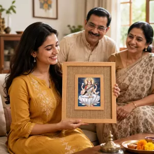 Goddess Saraswati Laminated Jute Wall Photo Frame, 14 X 16 Inch (F174390) Goddess Saraswati Laminated Jute Wall Photo Frame, 14 X 16 Inch (F174390)