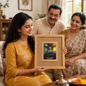 Buddha Laminated Jute Wall Photo Frame, 14 X 16 Inch (F174401)