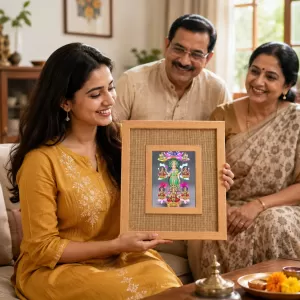 Astha Lakshmi Laminated Jute Wall Photo Frame, 14 X 16 Inch (F174422) Astha Lakshmi Laminated Jute Wall Photo Frame, 14 X 16 Inch (F174422)