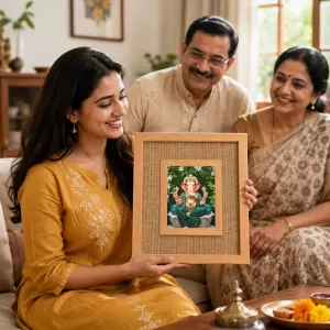 Lord Ganesha Laminated Jute Wall Photo Frame, 14 X 16 Inch (F174435) Lord Ganesha Laminated Jute Wall Photo Frame, 14 X 16 Inch (F174435)