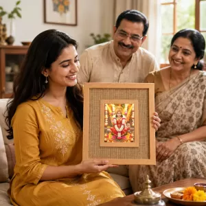 Maa Lakshmi Laminated Jute Wall Photo Frame, 14 X 16 Inch (F174446) Maa Lakshmi Laminated Jute Wall Photo Frame, 14 X 16 Inch (F174446)