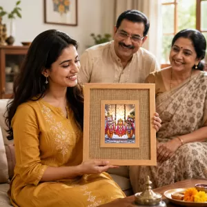 Lord Jagannath Balaram And Subhadra Laminated Jute Wall Photo Frame, 14 X 16 Inch (F174481) Lord Jagannath Balaram And Subhadra Laminated Jute Wall Photo Frame, 14 X 16 Inch (F174481)
