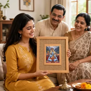Lord Shiva Laminated Jute Wall Photo Frame, 14 X 16 Inch (F174489)