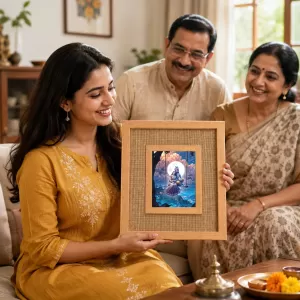 Radha Krishna Laminated Jute Wall Photo Frame, 14 X 16 Inch (F174540) Radha Krishna Laminated Jute Wall Photo Frame, 14 X 16 Inch (F174540)