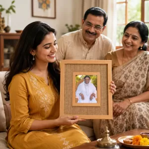 Maa Amritanandamayi Laminated Jute Wall Photo Frame, 14 X 16 Inch (F174543) Maa Amritanandamayi Laminated Jute Wall Photo Frame, 14 X 16 Inch (F174543)