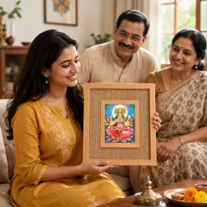 Mata Gayatri Laminated Jute Wall Photo Frame, 14 X 16 Inch (F174567) Mata Gayatri Laminated Jute Wall Photo Frame, 14 X 16 Inch (F174567)