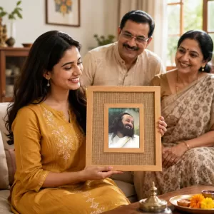 Sri Sri Ravi Shankar Laminated Jute Wall Photo Frame, 14 X 16 Inch (F174679)