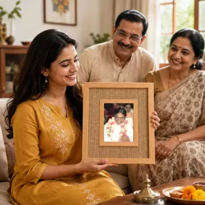 Mata Amritanandamayi Laminated Jute Wall Photo Frame, 14 X 16 Inch (F174684) Mata Amritanandamayi Laminated Jute Wall Photo Frame, 14 X 16 Inch (F174684)