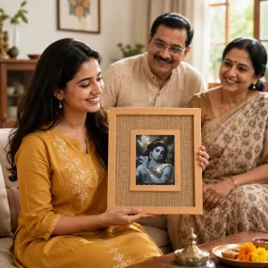 Lord Krishna Laminated Jute Wall Photo Frame, 14 X 16 Inch (F174708) Lord Krishna Laminated Jute Wall Photo Frame, 14 X 16 Inch (F174708)
