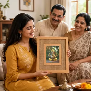 Lord Ganesha Laminated Jute Wall Photo Frame, 14 X 16 Inch (F174714) Lord Ganesha Laminated Jute Wall Photo Frame, 14 X 16 Inch (F174714)
