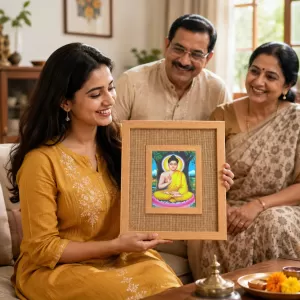 Buddha Laminated Jute Wall Photo Frame, 14 X 16 Inch (F174726) Buddha Laminated Jute Wall Photo Frame, 14 X 16 Inch (F174726)