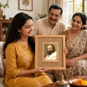 Sri Sri Ravi Shankar Laminated Jute Wall Photo Frame, 14 X 16 Inch (F174728)