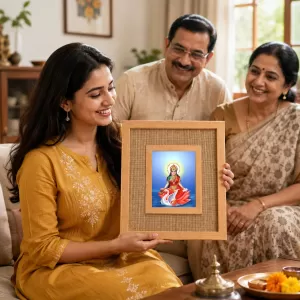 Goddess Saraswati Laminated Jute Wall Photo Frame, 14 X 16 Inch (F174753) Goddess Saraswati Laminated Jute Wall Photo Frame, 14 X 16 Inch (F174753)