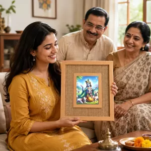 Lord Krishna Laminated Jute Wall Photo Frame, 14 X 16 Inch (F174794) Lord Krishna Laminated Jute Wall Photo Frame, 14 X 16 Inch (F174794)