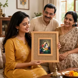 Yashoda Krishna Laminated Jute Wall Photo Frame, 14 X 16 Inch (F174813) Yashoda Krishna Laminated Jute Wall Photo Frame, 14 X 16 Inch (F174813)
