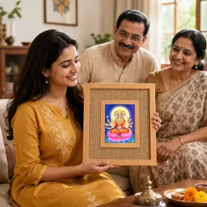 Gayatri Mata Laminated Jute Wall Photo Frame, 14 X 16 Inch (F174895) Gayatri Mata Laminated Jute Wall Photo Frame, 14 X 16 Inch (F174895)