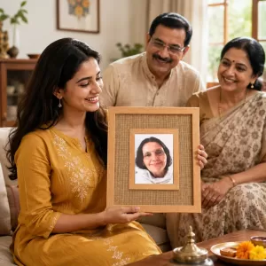 Woman Portrait Laminated Jute Wall Photo Frame, 14 X 16 Inch (F174904) Woman Portrait Laminated Jute Wall Photo Frame, 14 X 16 Inch (F174904)