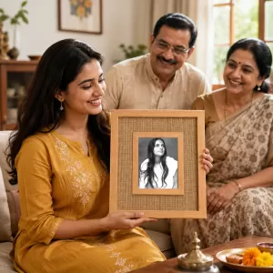 Anandamayi Maa Laminated Jute Wall Photo Frame, 14 X 16 Inch (F174910)
