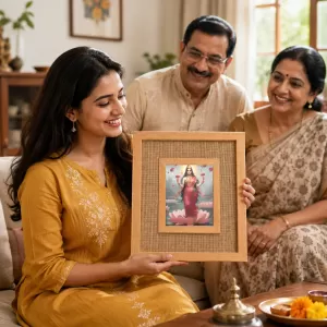 Maa Ganga Laminated Jute Wall Photo Frame, 14 X 16 Inch (F174982) Maa Ganga Laminated Jute Wall Photo Frame, 14 X 16 Inch (F174982)