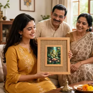 Lord Ganesha Laminated Jute Wall Photo Frame, 14 X 16 Inch (F175004) Lord Ganesha Laminated Jute Wall Photo Frame, 14 X 16 Inch (F175004)