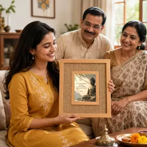 Buddha Laminated Jute Wall Photo Frame, 14 X 16 Inch (F175011) Buddha Laminated Jute Wall Photo Frame, 14 X 16 Inch (F175011)