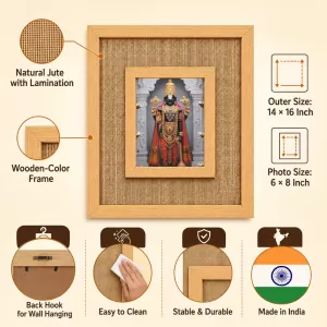 Lord Tirupati Balaji Laminated Jute Wall Photo Frame, 14 X 16 Inch (F173888)