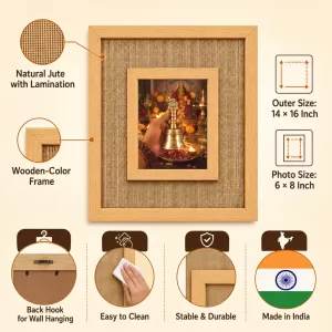 Traditional Brass Ritual Bell (ghanti) Laminated Jute Wall Photo Frame, 14 X 16 Inch (F173893) Traditional Brass Ritual Bell (ghanti) Laminated Jute Wall Photo Frame, 14 X 16 Inch (F173893)