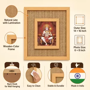 Hanuman Laminated Jute Wall Photo Frame, 14 X 16 Inch (F173897) Hanuman Laminated Jute Wall Photo Frame, 14 X 16 Inch (F173897)