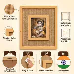 Baby Krishna Laminated Jute Wall Photo Frame, 14 X 16 Inch (F173900) Baby Krishna Laminated Jute Wall Photo Frame, 14 X 16 Inch (F173900)